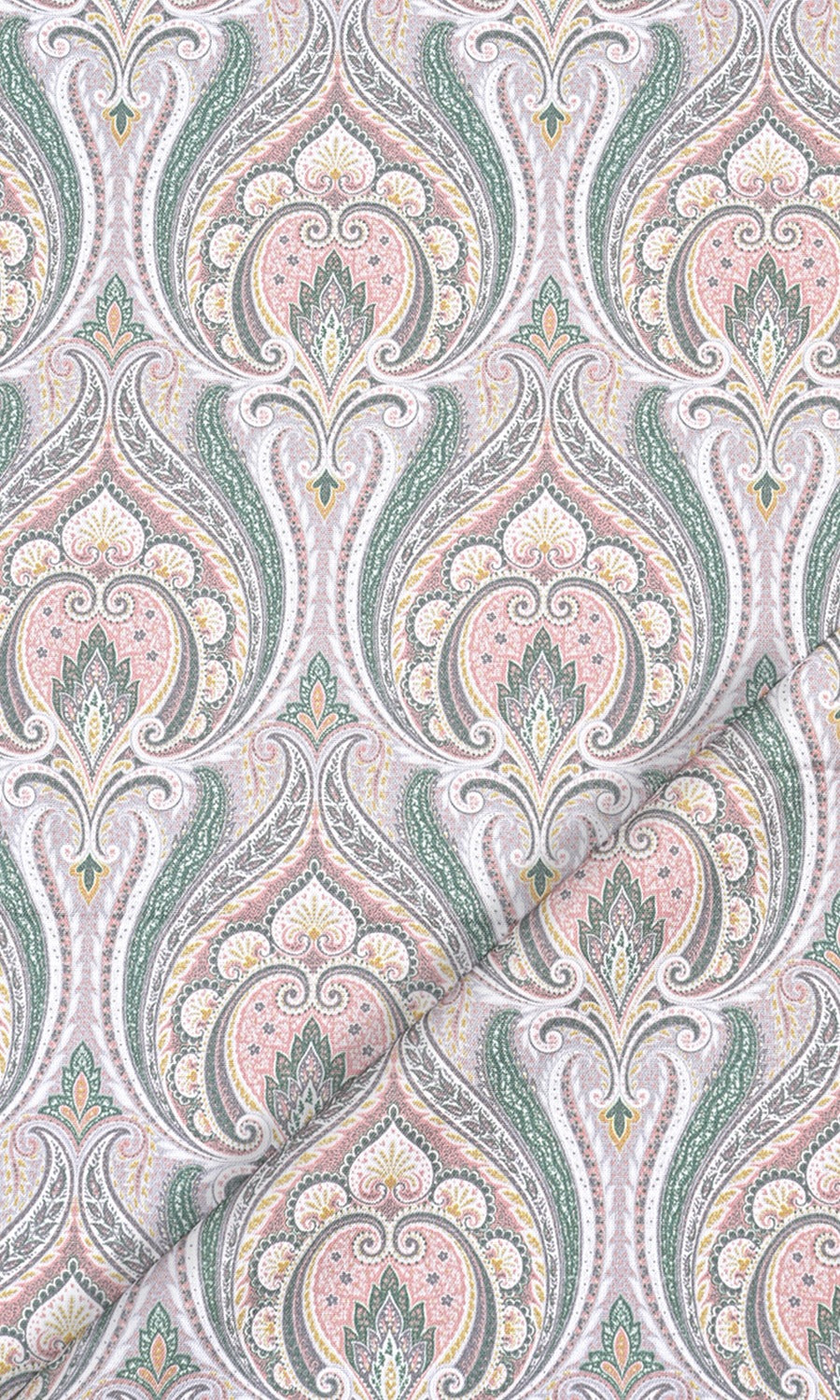 Floral Damask Home Textile Fabric Material By the Metre (Pink/ Green/ Grey)