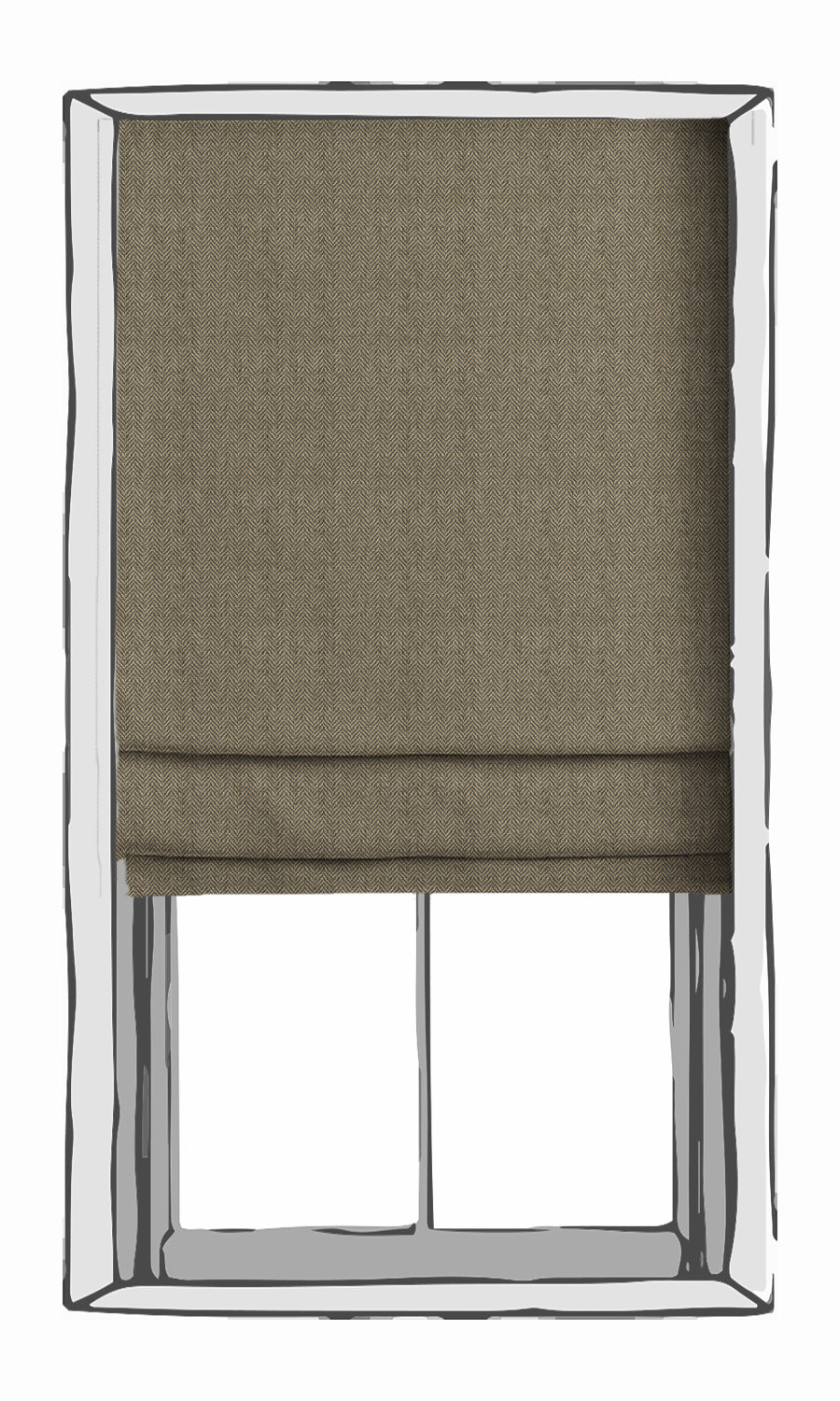 Herringbone Textured Shades (Warm Grey/ Brown) for Living, Bedroom, Kitchen, Bathroom