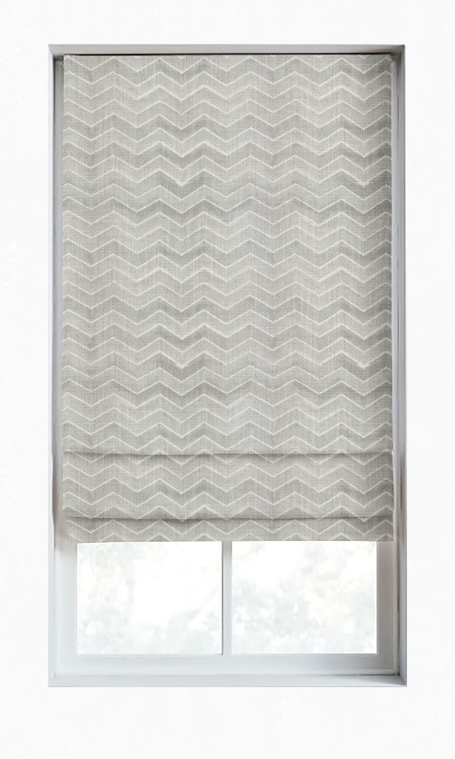 Chevron Print Window Treatments Fabric By the Metre (Eggshell White/ Grey)