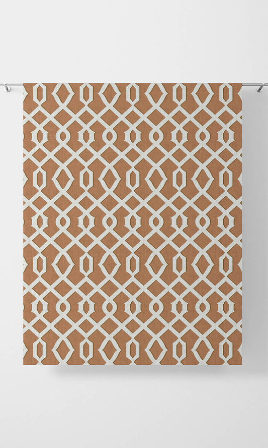 Trellis Print Home Décor Fabric By the Metre (Rust Orange/ White)