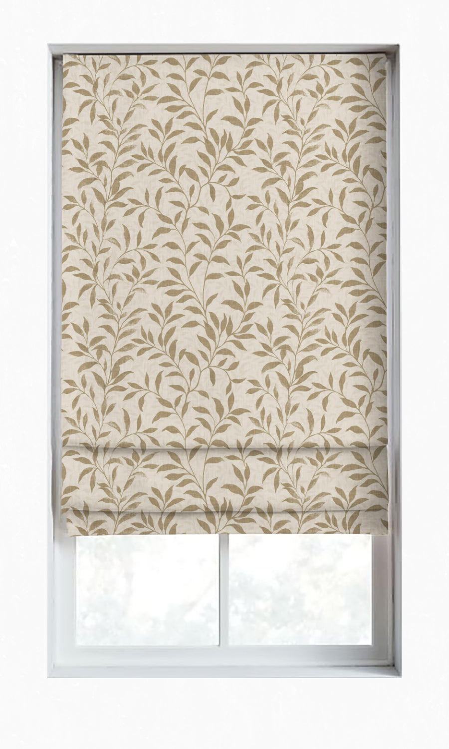 Dimout Floral Window Treatments Fabric Sample (Eggshell White/ Brown)
