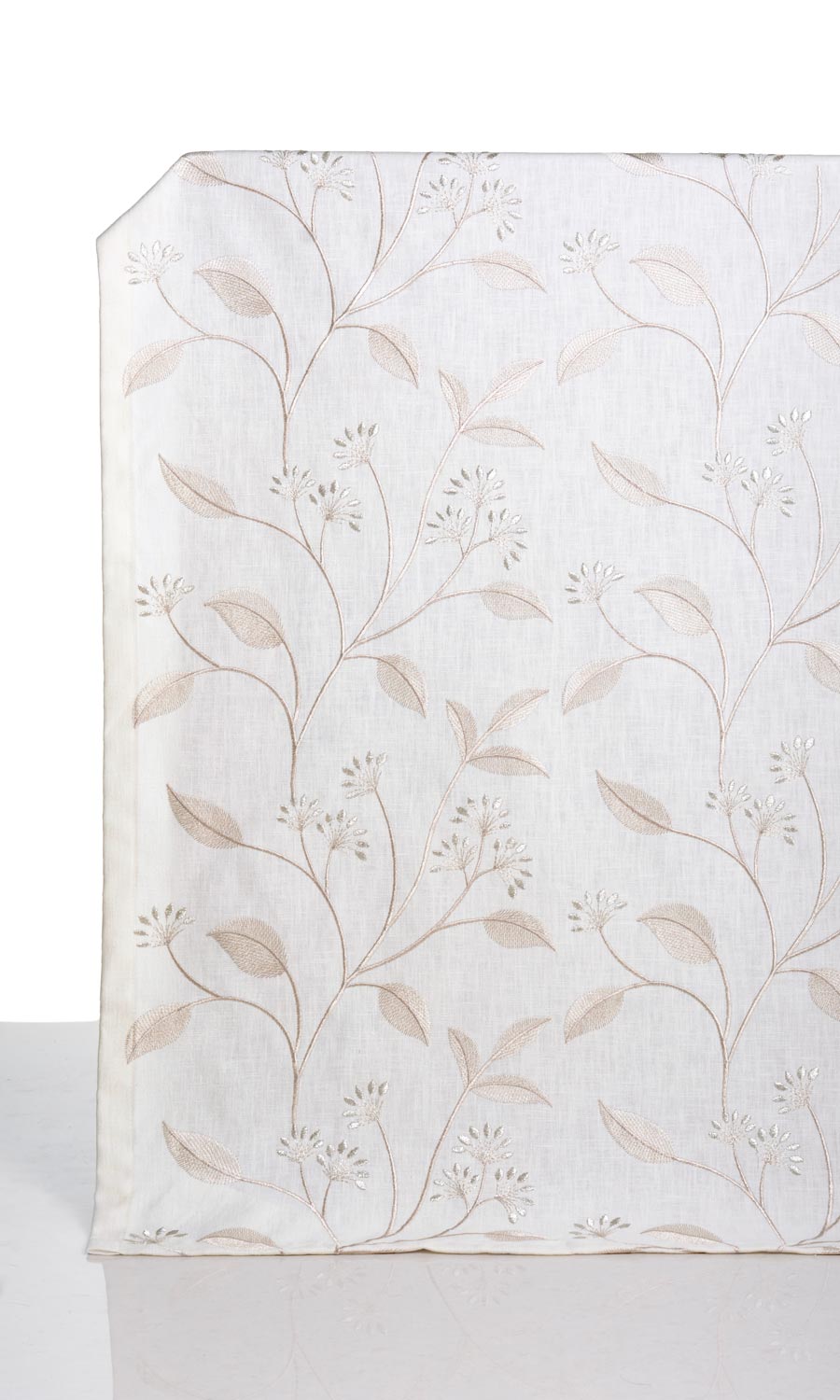 Floral Embroidery Window Treatments Fabric Sample (White/ Cream)