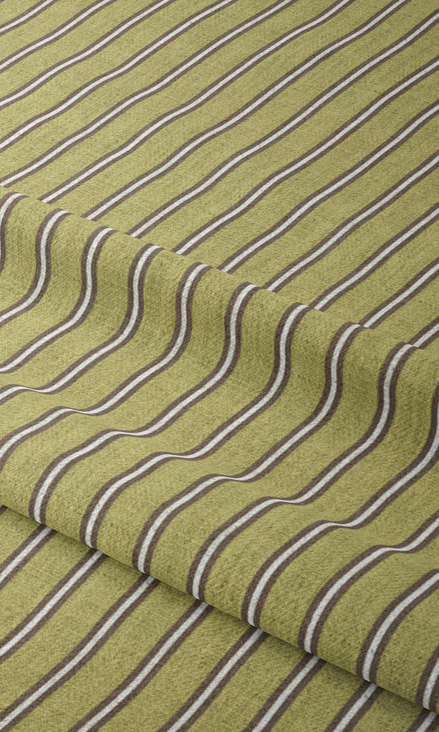 Striped Window Treatments Fabric By the Metre (Chartreuse Green/ Brown)