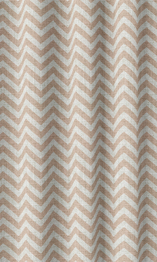 Modern Chevron Print Home Décor Fabric By the Metre (Blush Pink/ White)