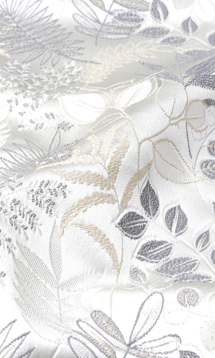 Botanical Flat, Plain, Fake, Faux, European Relaxed Roman Blinds (Pale Grey/ Warm White)