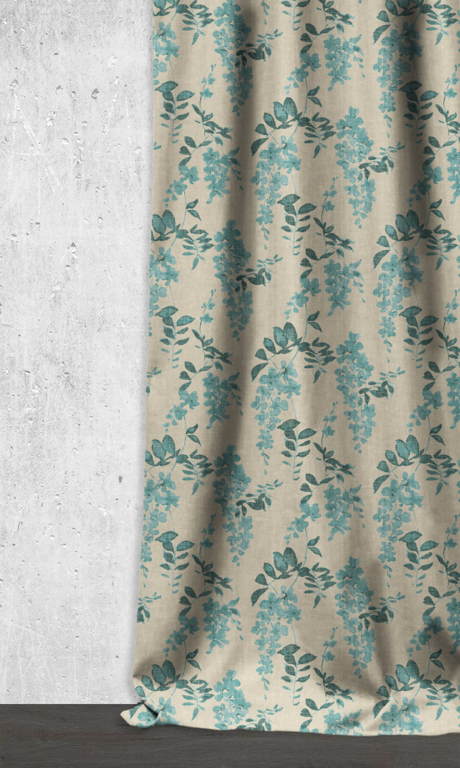 Floral Dimout Home Décor Fabric By the Metre (Blue/ Grey)
