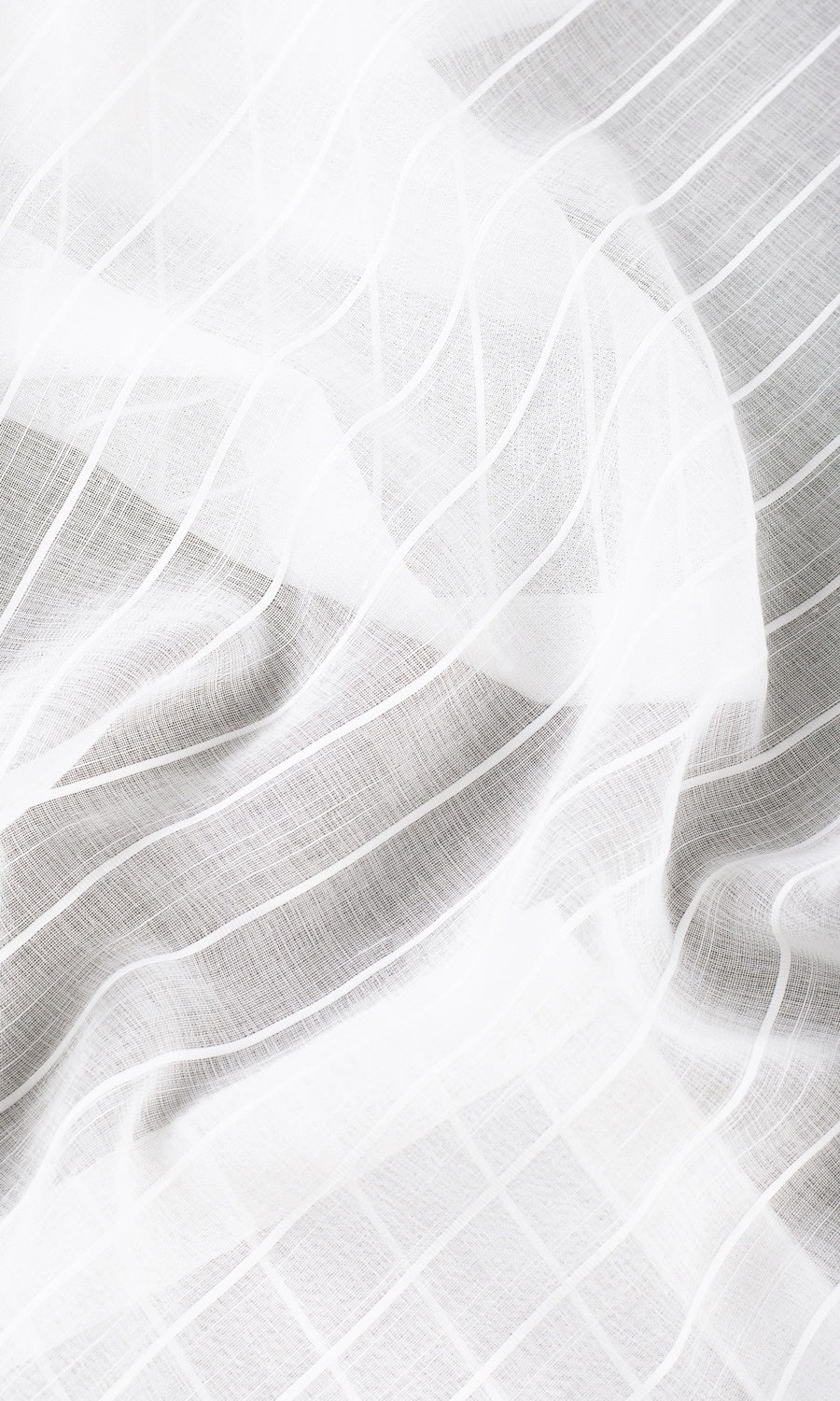 Striped Sheer Fabric By the Metre for Roman Blinds & Shades (White)