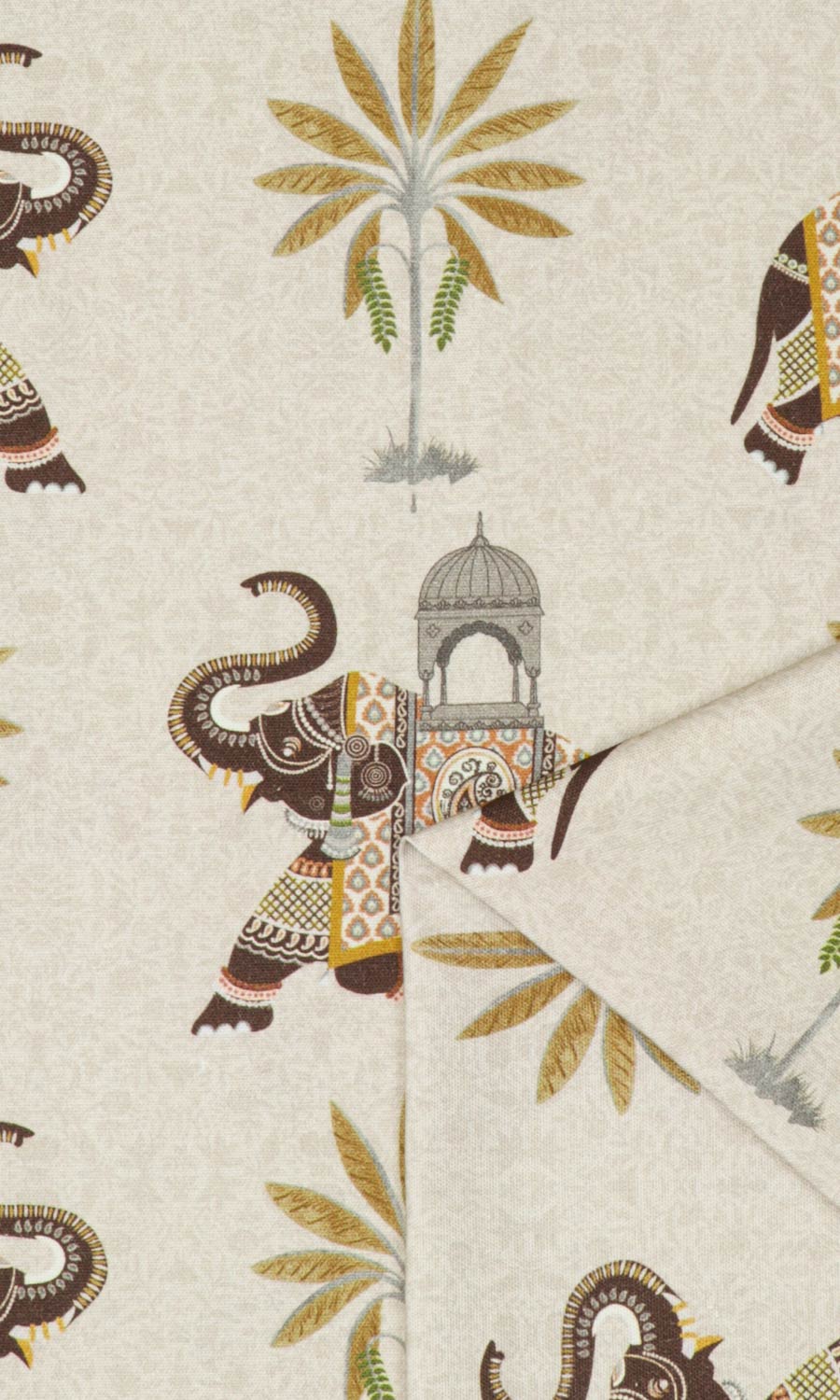 Printed Cotton Fabric Material By the Metre (Beige/ Brown)