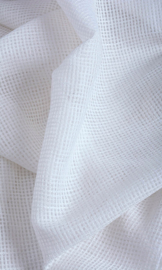 Check Weave Pure Sheer Home Décor Fabric Sample (White)