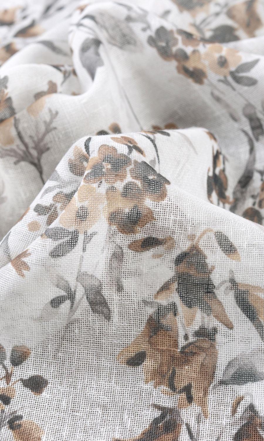 Sheer Floral Print Made-to-Measure Roman Blinds (Beige/ Brown)
