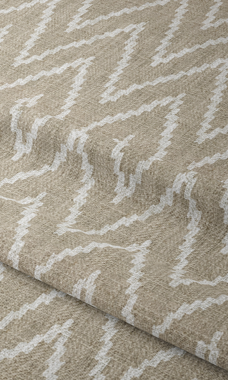 Houndstooth Print Window Treatments Fabric By the Metre (Beige/ White)