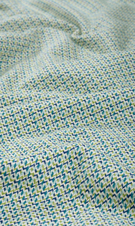 Houndstooth Patterned  Home Décor Fabric By the Metre (Blue/ Green)