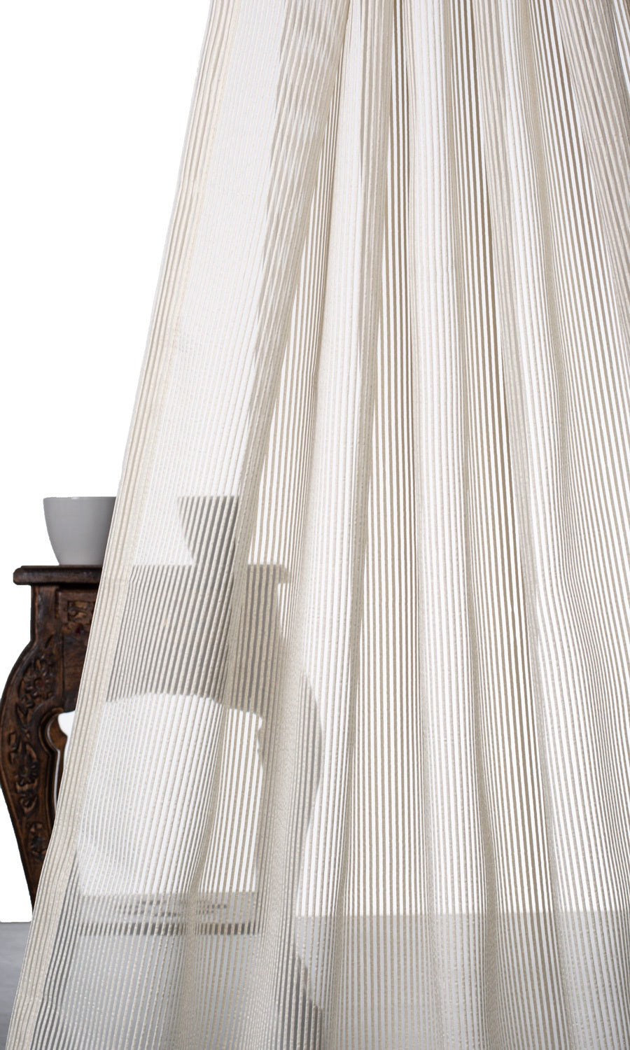 Striped Sheer Flat, Plain, Fake, Faux, European Relaxed Roman Blinds (Pale Beige/ Ivory)