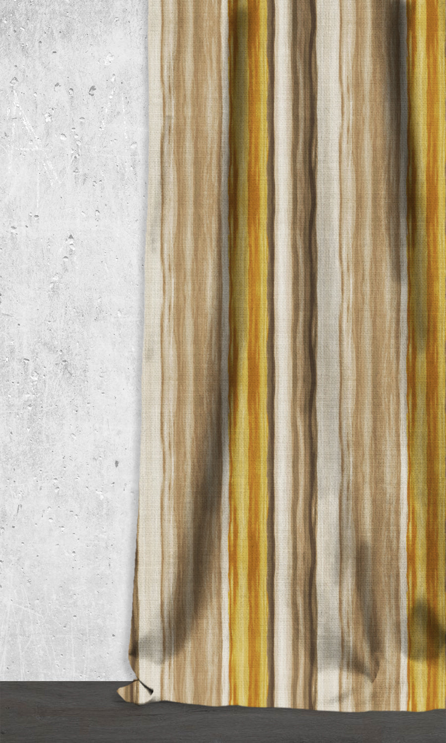 Watercolor Effect Striped Window Treatments Fabric By the Metre (Yellow/ Brown)