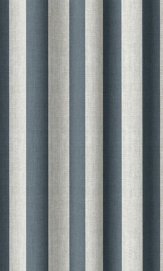 Modern Striped Home Décor Fabric Sample (Petrol Blue/ White)