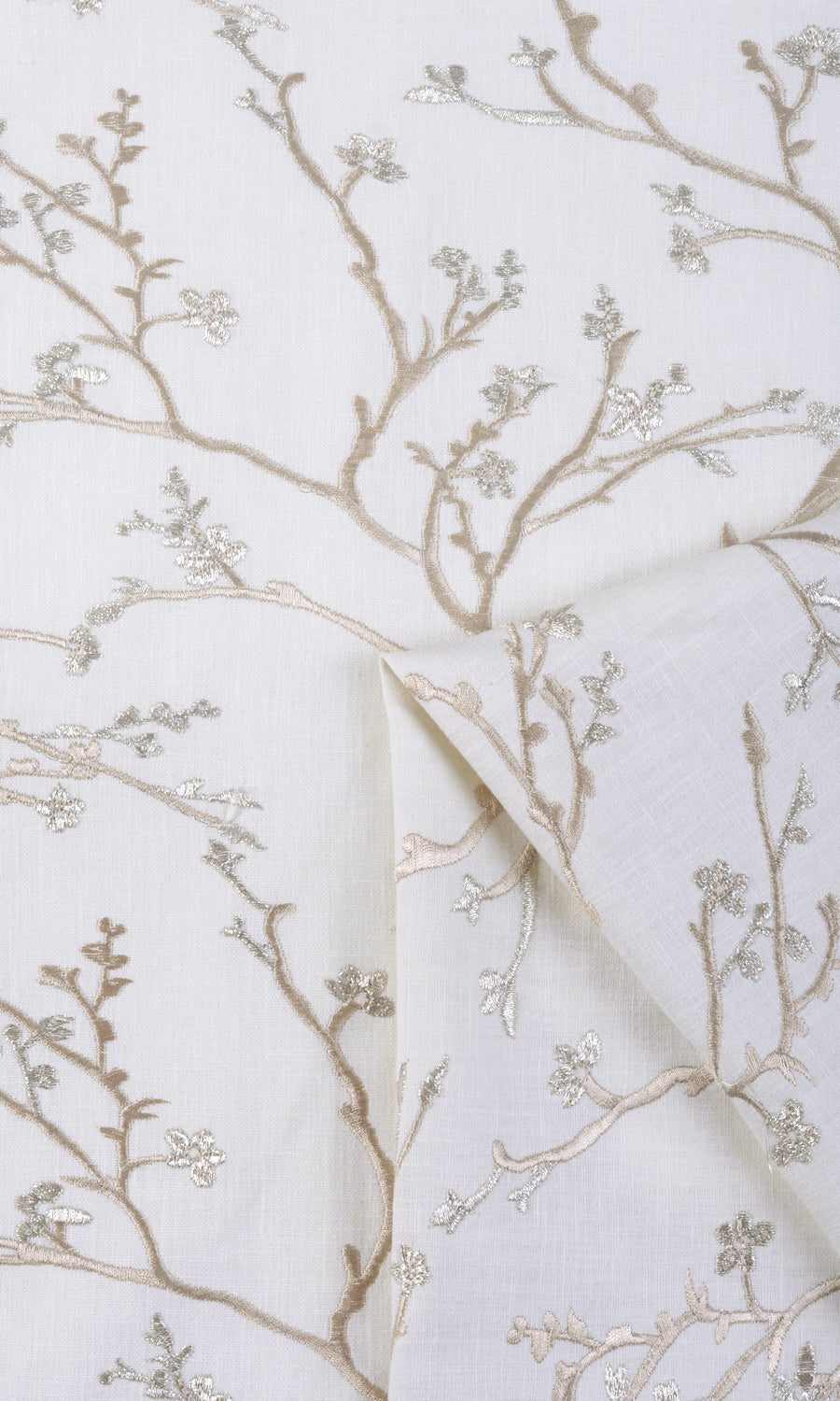 Floral Vine Print Embroidery Made-to-Measure Roman Blinds (White/ Beige)