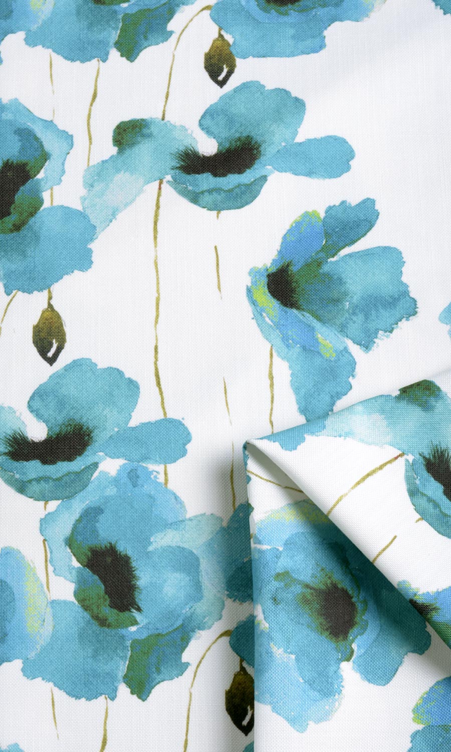 Water Lilies Floral Flat, Plain, Fake, Faux, European Relaxed Roman Blinds (Blue)