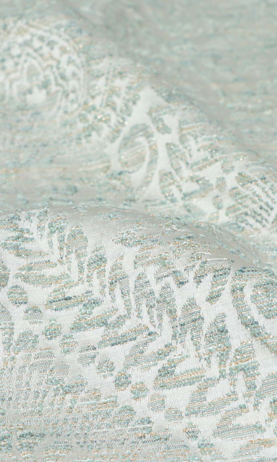 Textured Floral Flat, Plain, Fake, Faux, European Relaxed Roman Blinds (Pale Grey/ Mint)