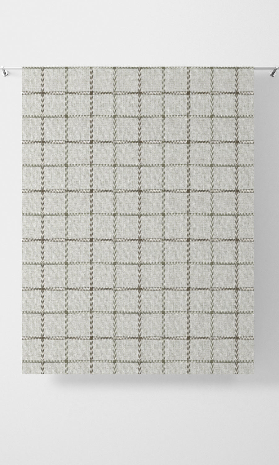 Modern Check Patterned Home Textile Fabric Material Sample (Linen White)