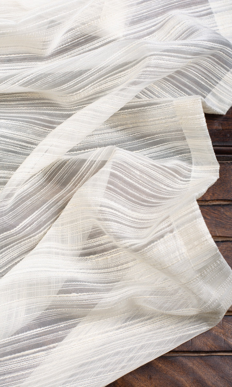 Striped Sheer Window Treatments Fabric By the Metre (Ivory/ Cream)