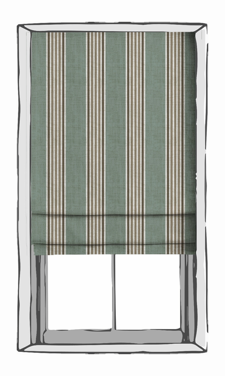 Striped Fabric Material By the Metre (Duck Egg Blue/ Brown/ White)