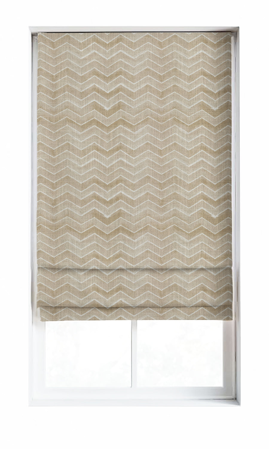 Chevron Print Window Treatments Fabric By the Metre (Eggshell White/ Pale Brown)