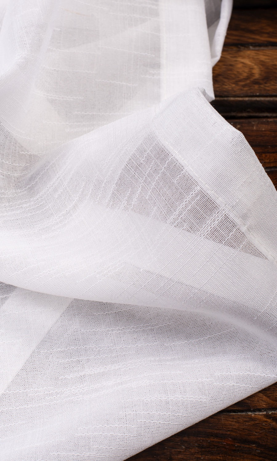 Textured Sheer Fabric Material By the Metre (White)