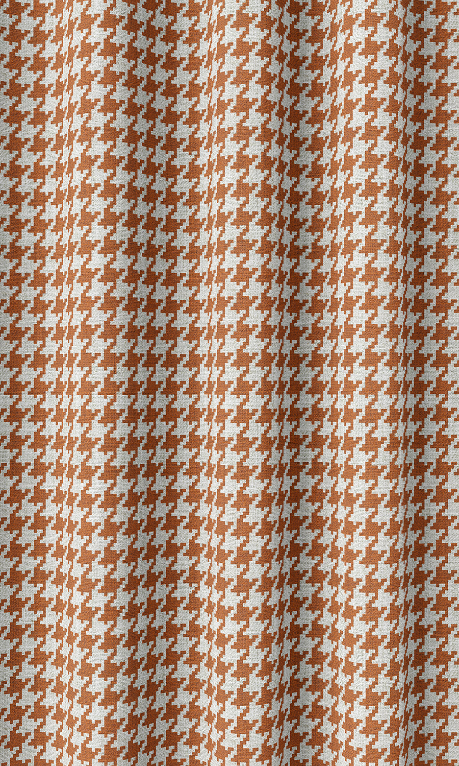 Houndstooth Home Décor Fabric By the Metre (Burnt Orange/ White)