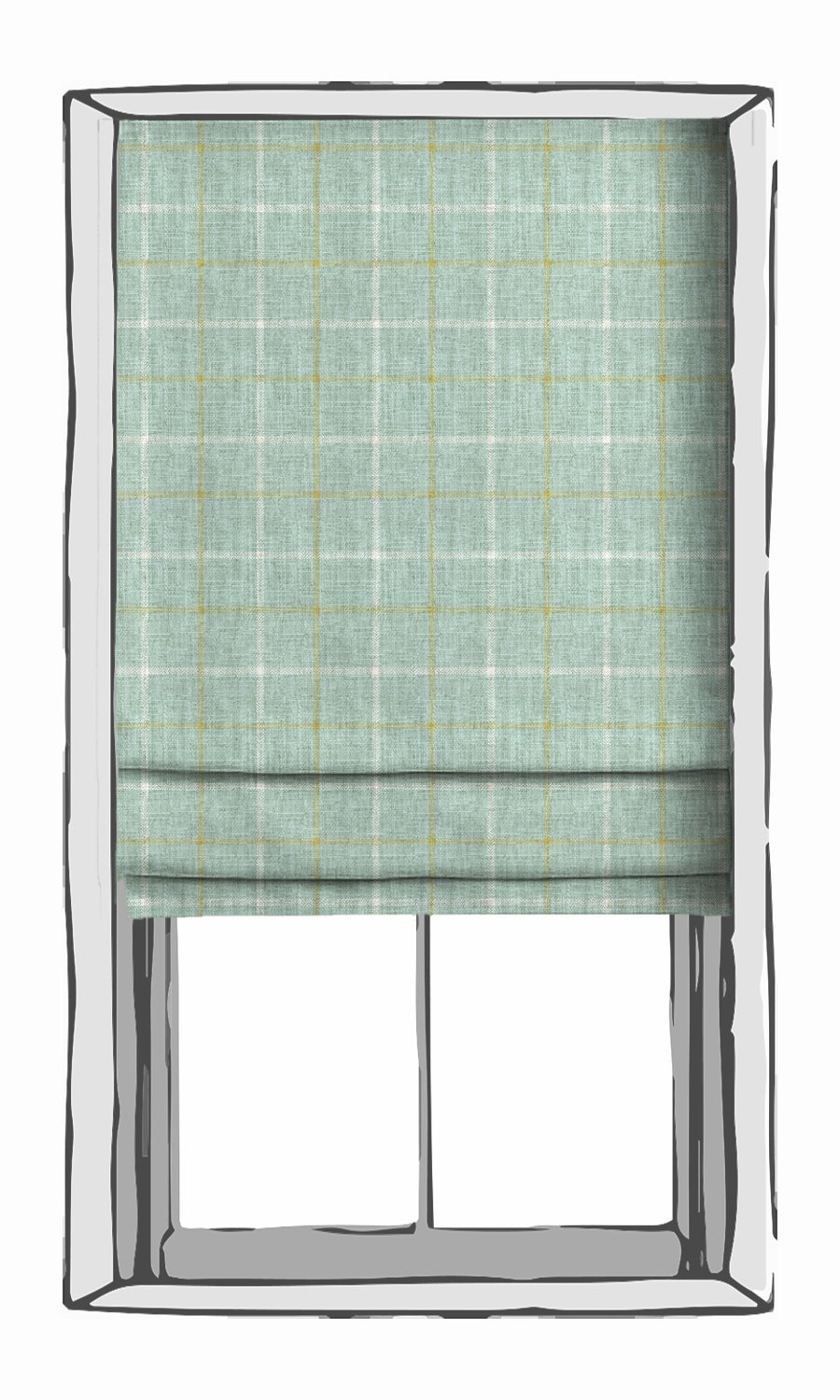 Check Patterned Window Treatments Fabric By the Metre (Aqua Blue)