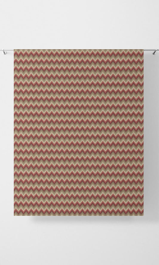 Chevron Patterned Home Décor Fabric Sample (Red & Brown)