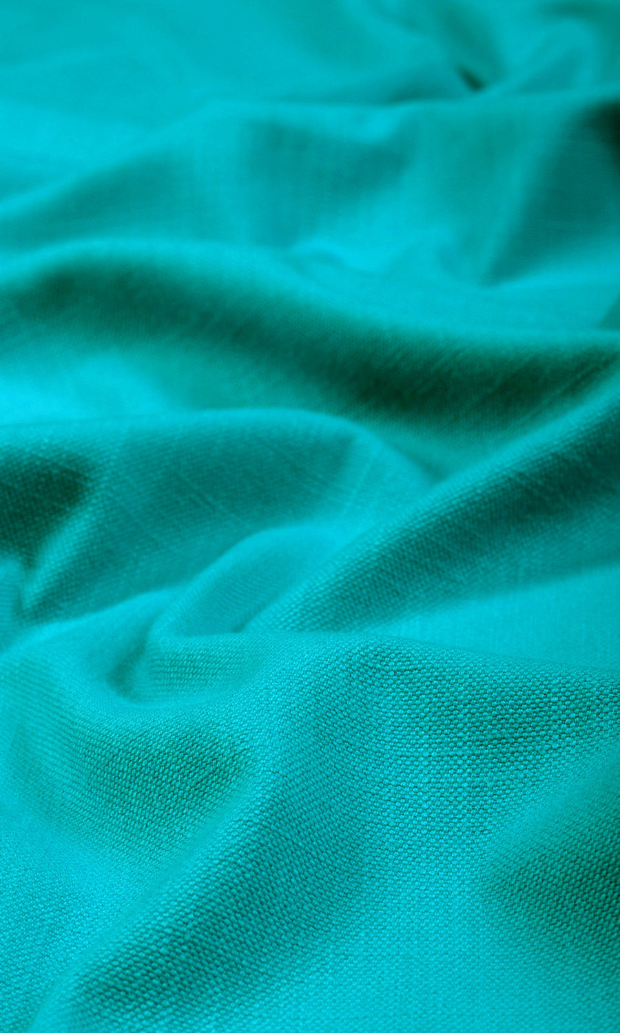 Textured Solid Cotton Window Treatments Fabric By the Metre (Turquoise Blue)