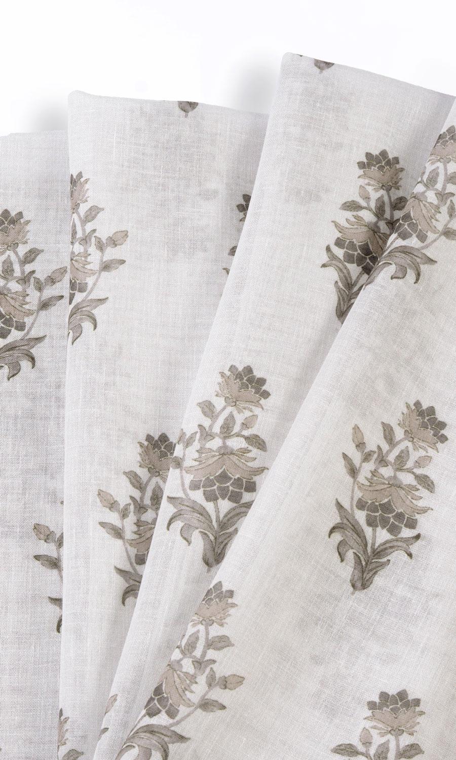 Sheer Floral Roman Blinds & Window Shades (White/ Greige)