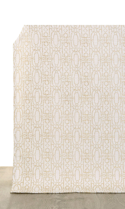 Trellis Poly-Cotton Home Décor Fabric By the Metre (Off White/ Pale Beige)