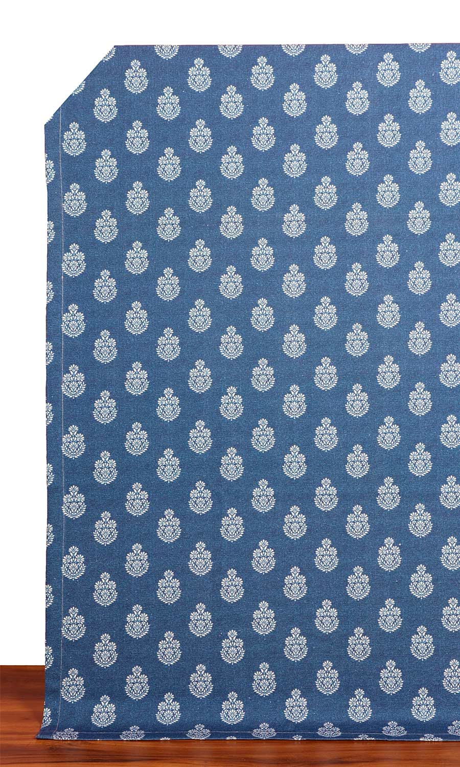 Floral Cotton Fabric Blinds (Blue) for Living, Bedroom, Kitchen, Bathroom