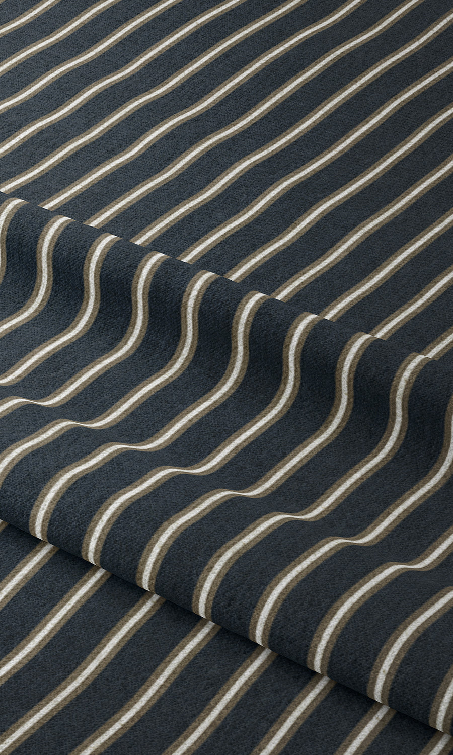 Modern Striped Print Window Treatments Fabric Sample (Navy Blue/ Brown)