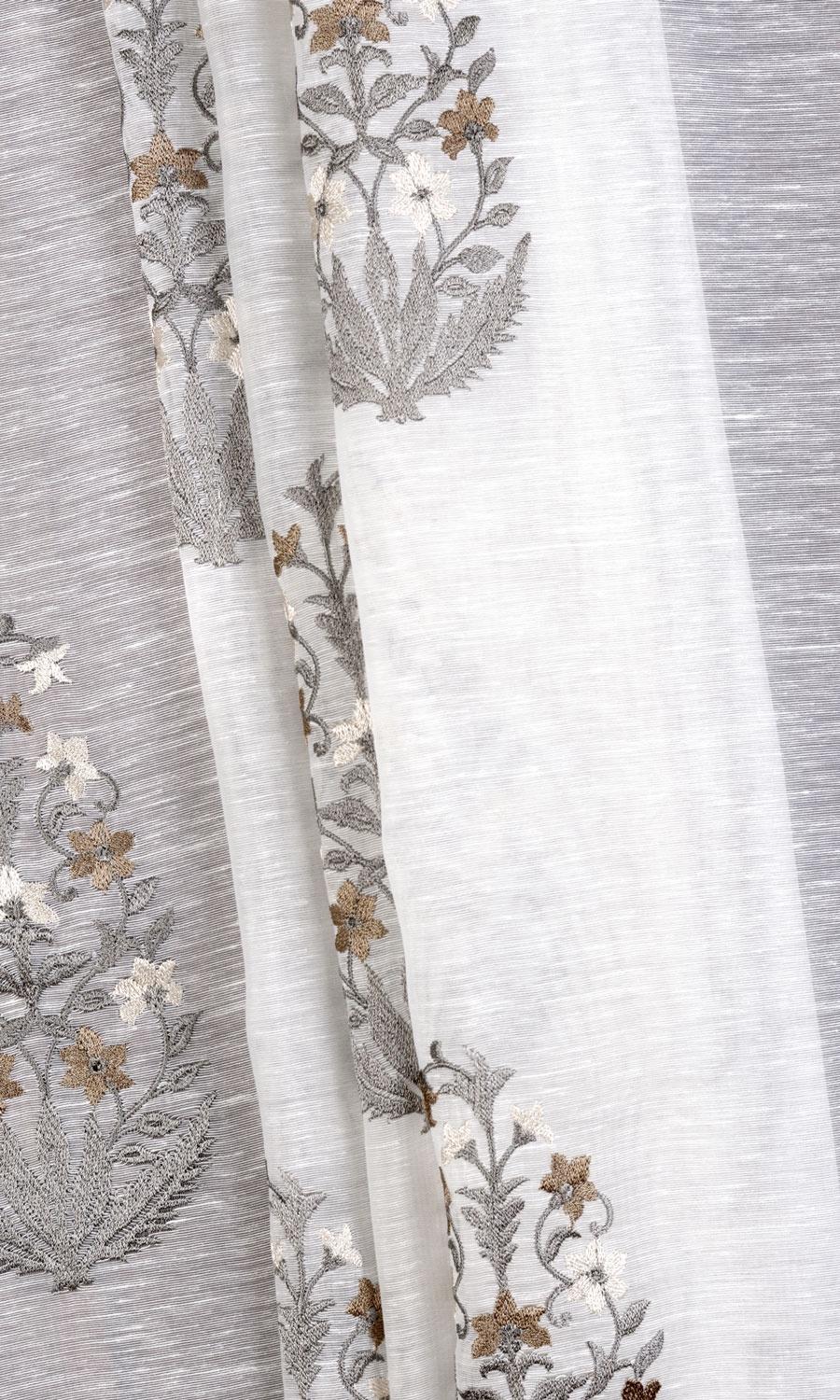 Floral Sheer Blinds (White/ Grey/ Brown) for Living, Bedroom, Kitchen, Bathroom