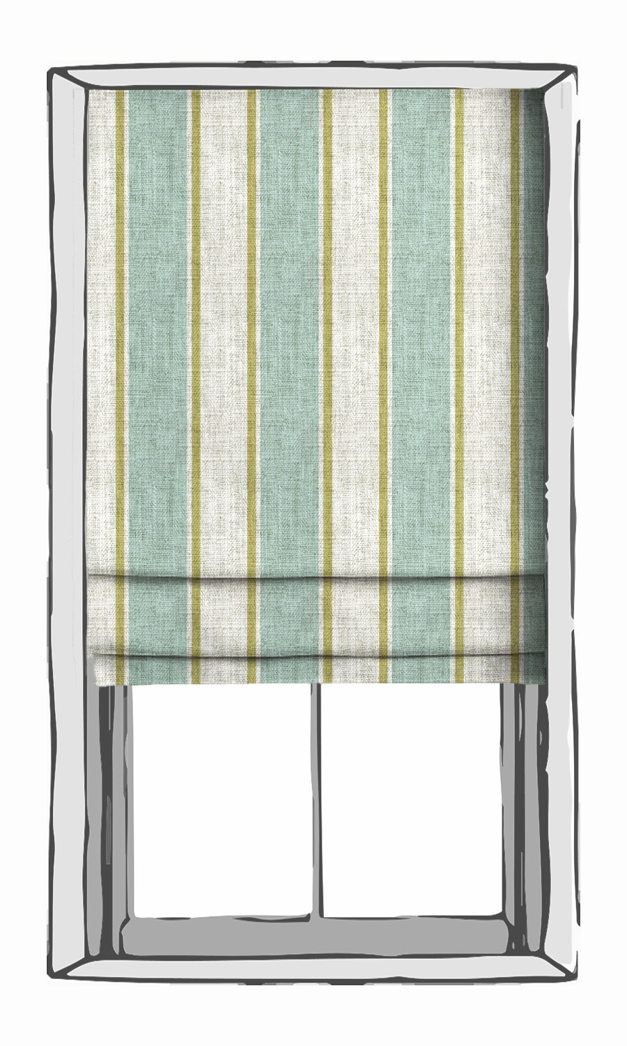 Striped Window Treatments Fabric By the Metre (Turquoise Blue/ Green)
