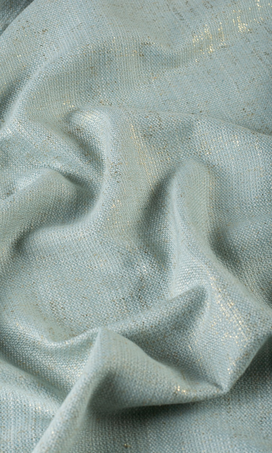 Metallic Print Poly-Linen Fabric By the Metre for Roman Blinds & Shades (Powder Blue)
