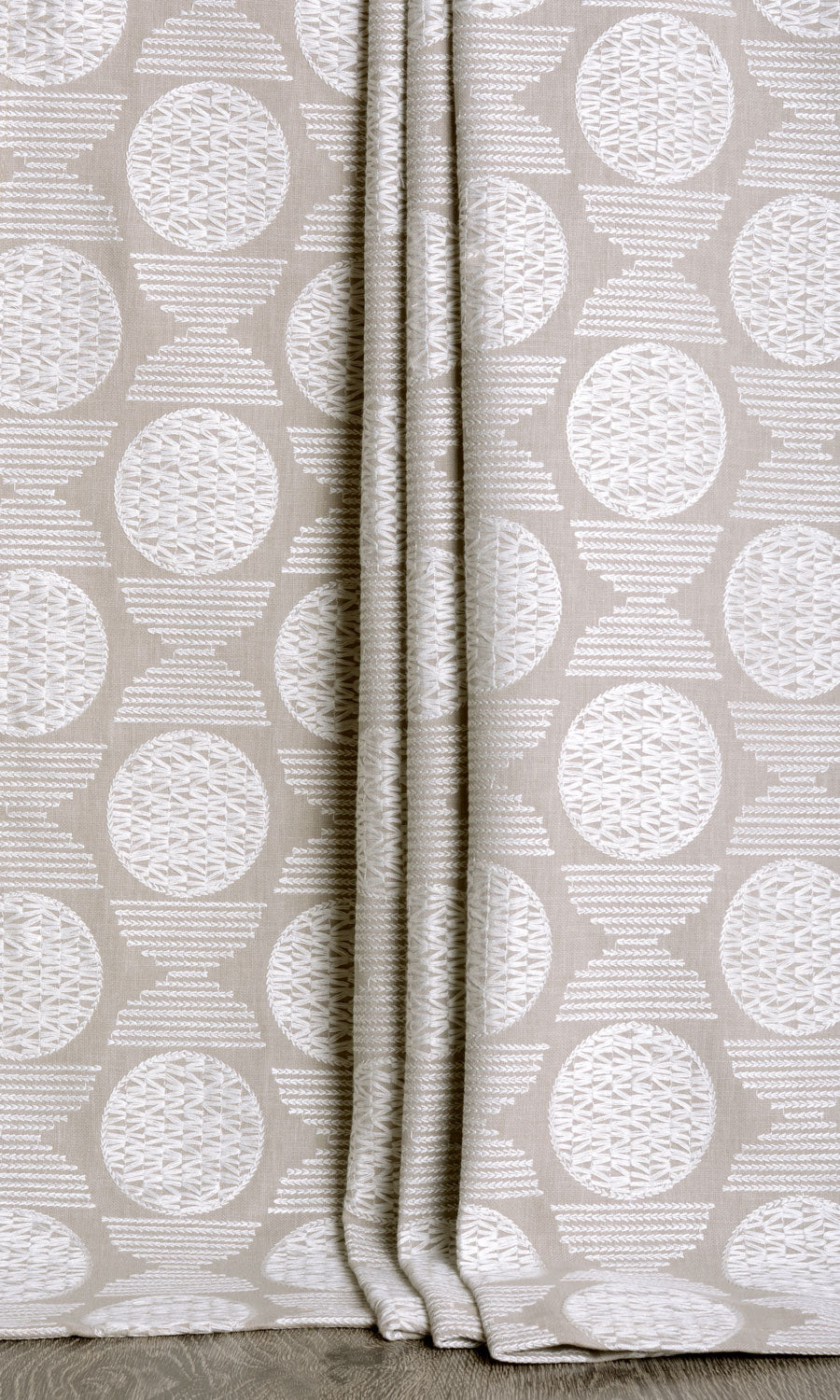 Geometric Patterned Window Treatments Fabric Sample (Oatmeal Beige)
