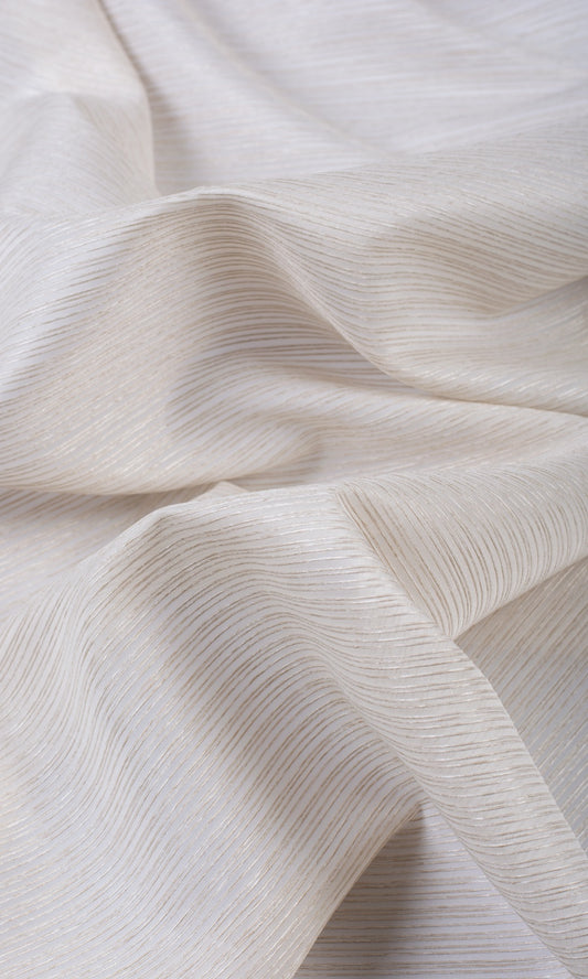 Textured Sheer Home Décor Fabric By the Metre (Pale Beige/ Warm Ivory)