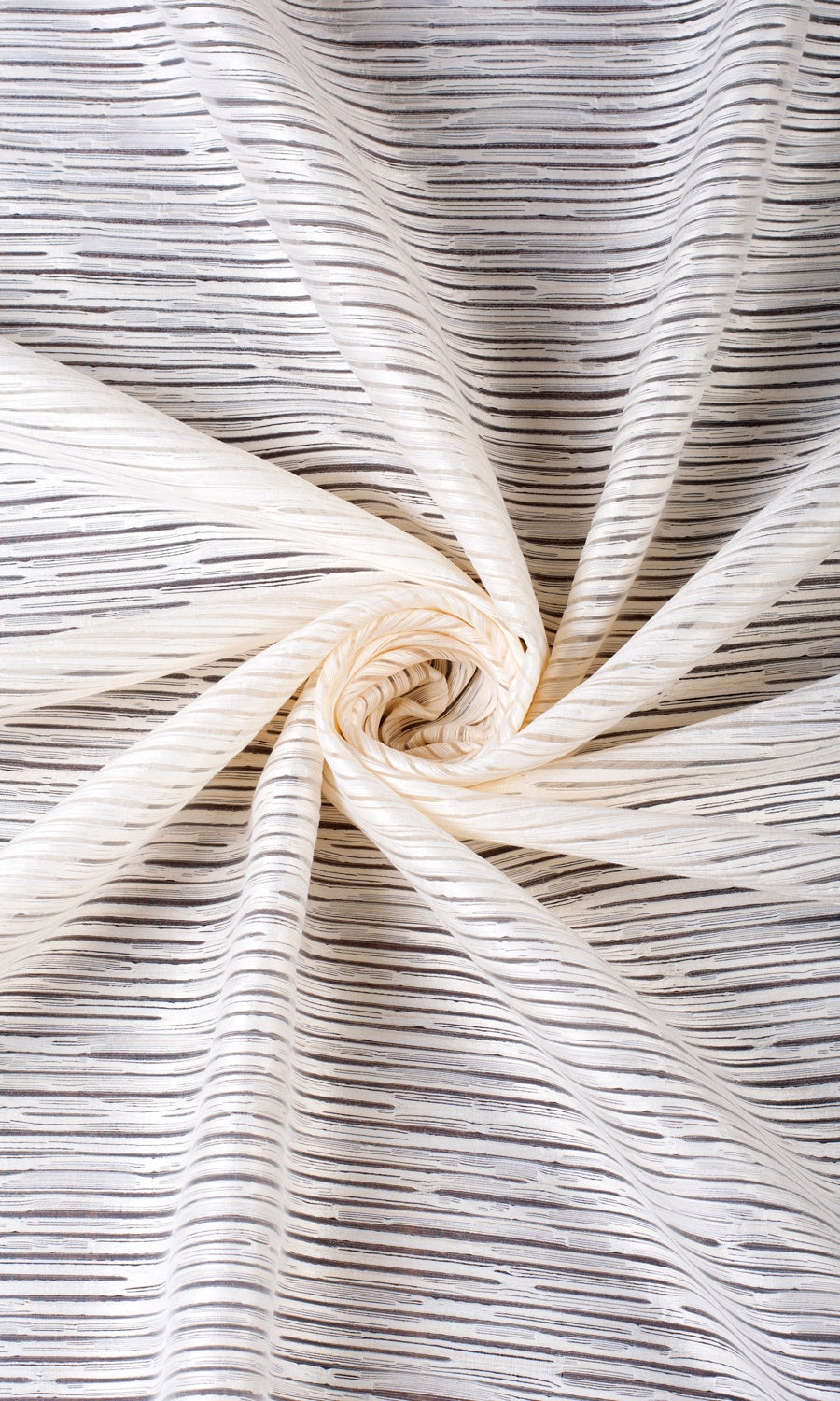 Striped Sheer Home Textile Fabric Material Sample (Ivory/ Beige)