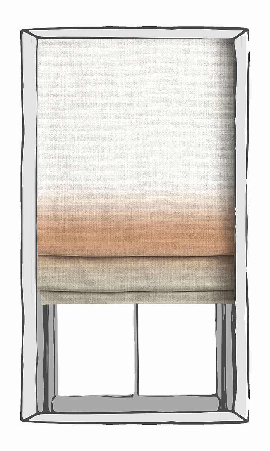 3-Tone Ombre Window Treatments Fabric Sample (Rust Orange/ Beige)