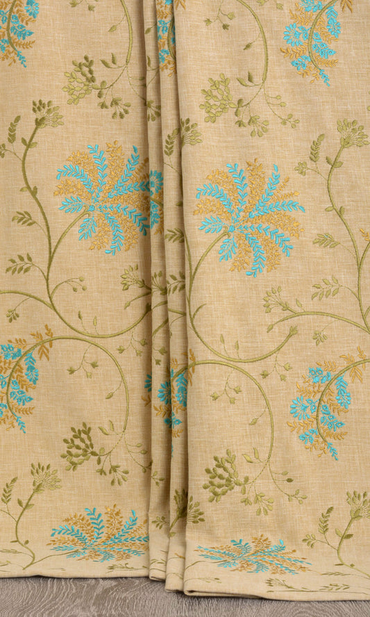 Floral Embroidery Home Décor Fabric By the Metre (Beige/ Brown/ Green/ Blue)