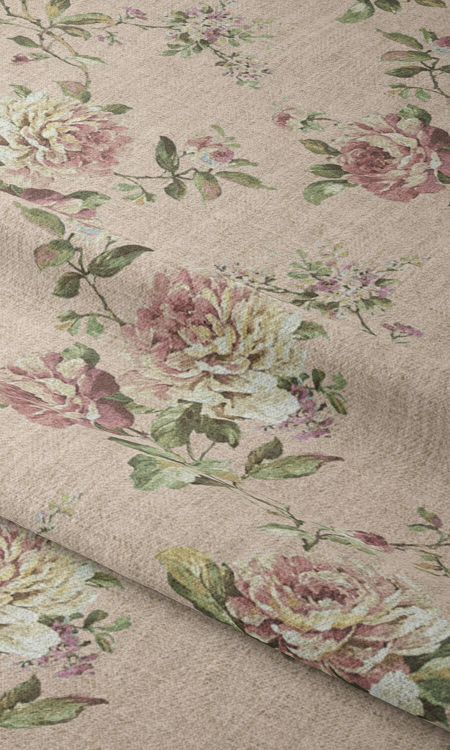 Classic Floral Print Free Fabric Material Sample (Pink)