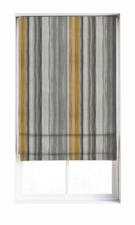 Modern Striped Home Décor Fabric Sample (Grey/ Yellow)