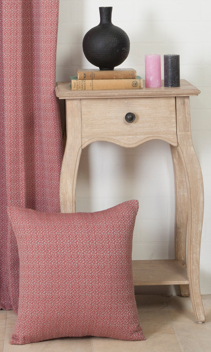 Cotton Fabric Material By the Metre (Pink/ Grey)