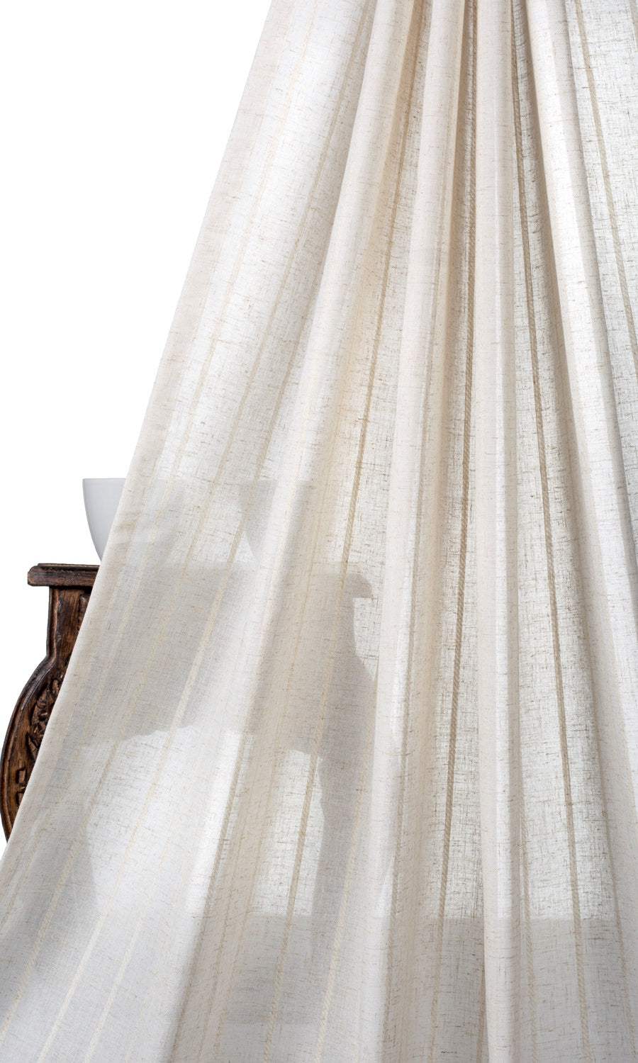 Striped Sheer Home Textile Fabric Material By the Metre (Cream/ Ivory)