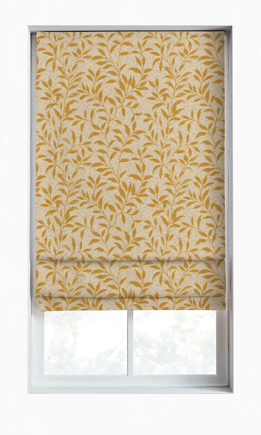 Dimout Floral Window Treatments Fabric Sample (Yellow/ Ivory)