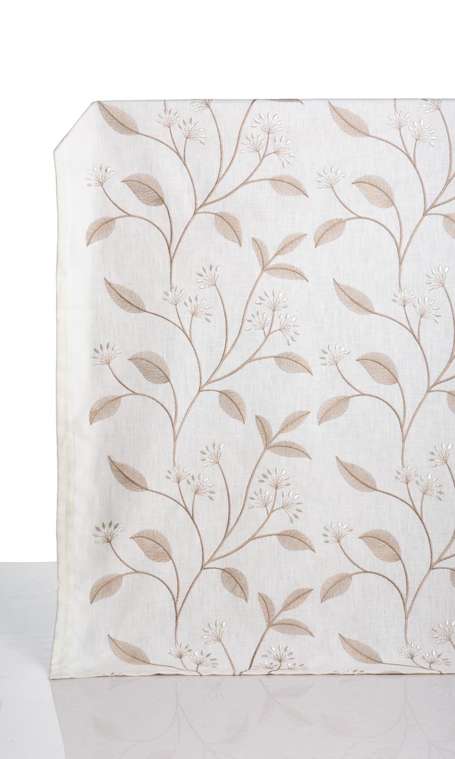 Floral Embroidery Window Treatments Fabric Sample (White/ Cream)