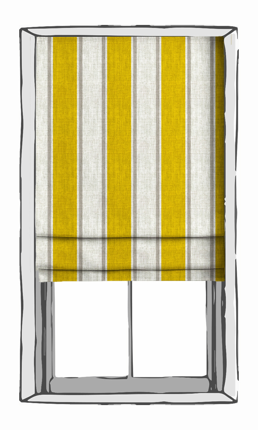 Striped Print Blinds (Linen White/ Yellow) for Living, Bedroom, Kitchen, Bathroom